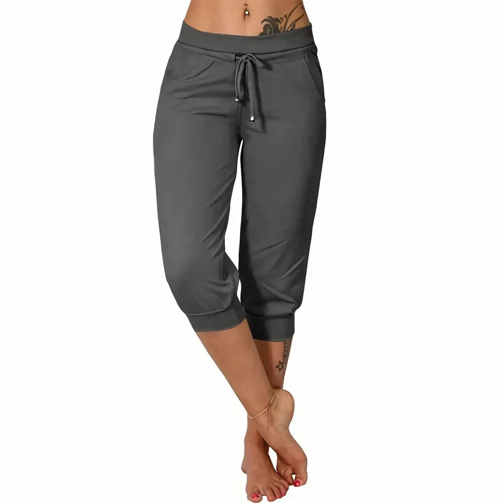 ⚡Final Clearance🔥[XS-5XL]Women's Plain Drawstring Waist Capris Pants
