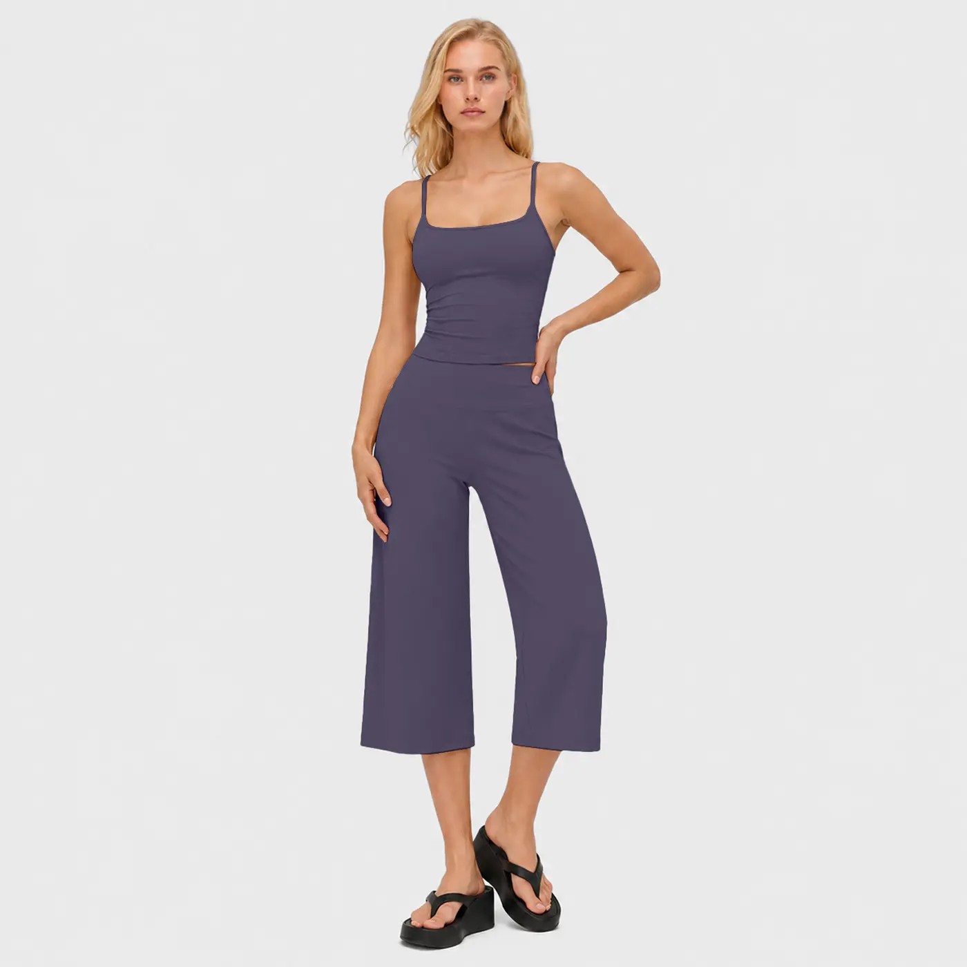 Women's 2-Piece Athleisure Workout Set – Slimming Camisole Tank & High Waisted Quick-Dry Shorts