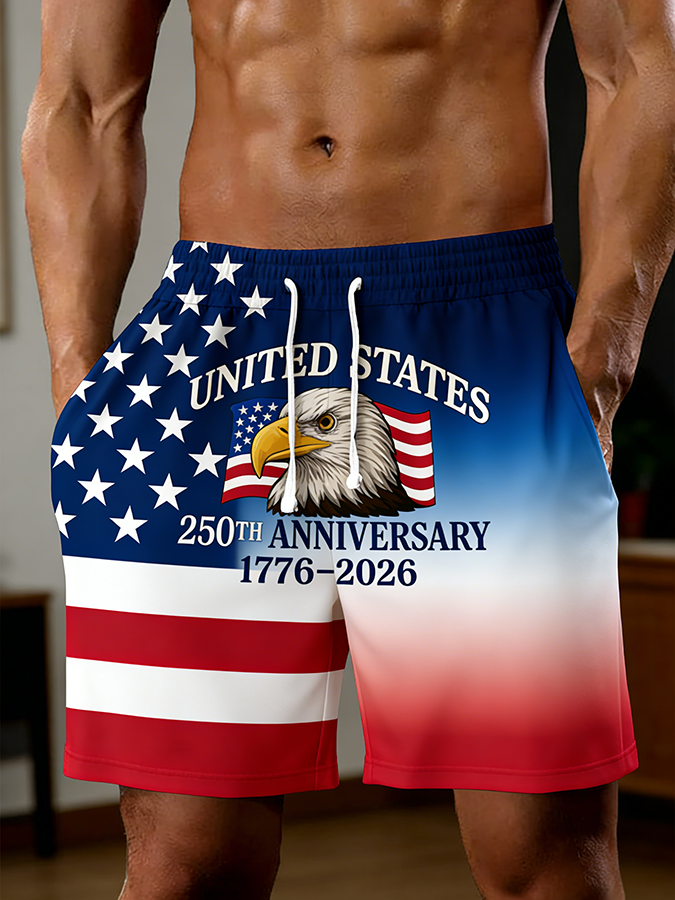 Men's 250th Anniversary Bald Eagle American Flag Gradient Shorts