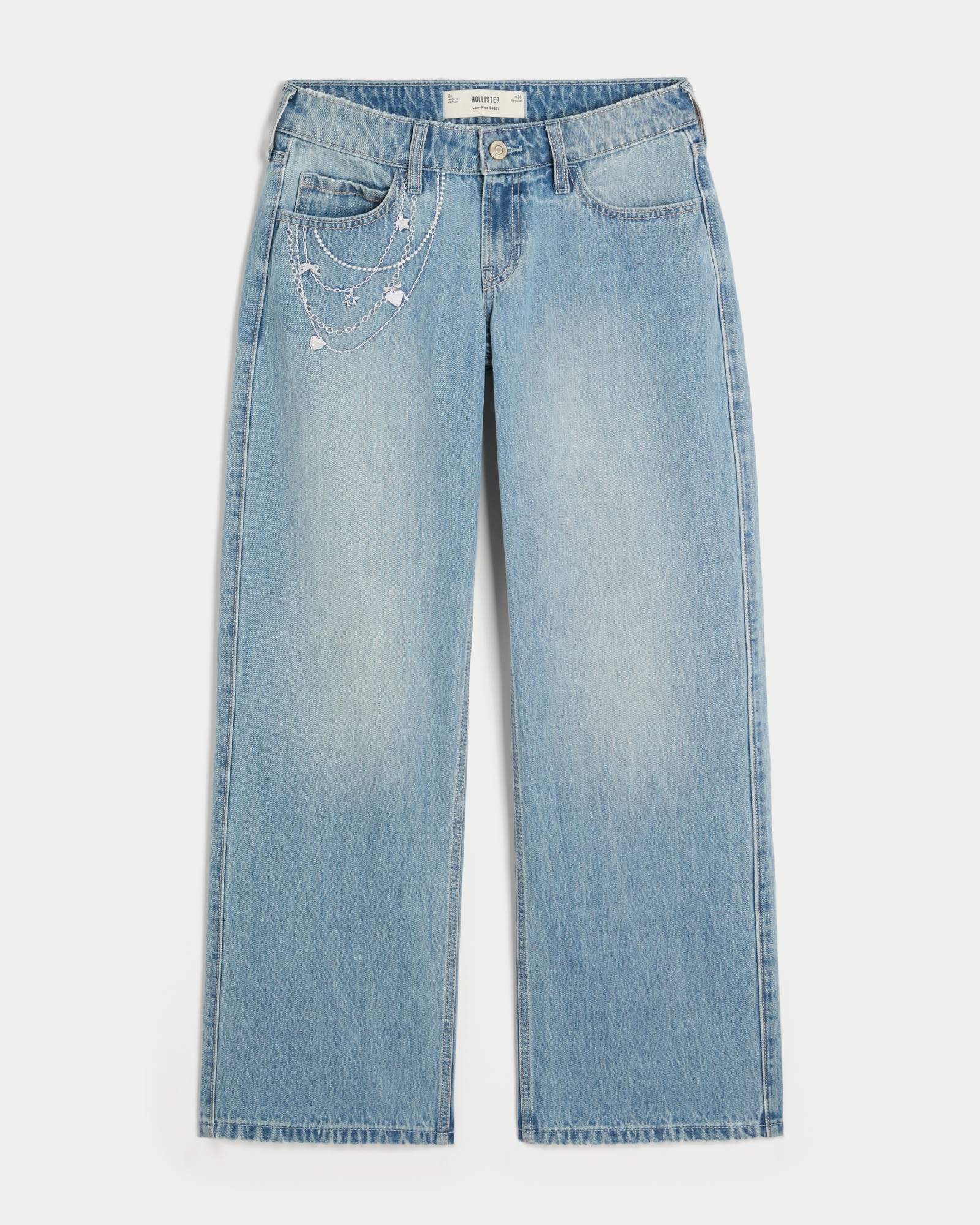 Low-Rise Dark Wash Baggy Jeans