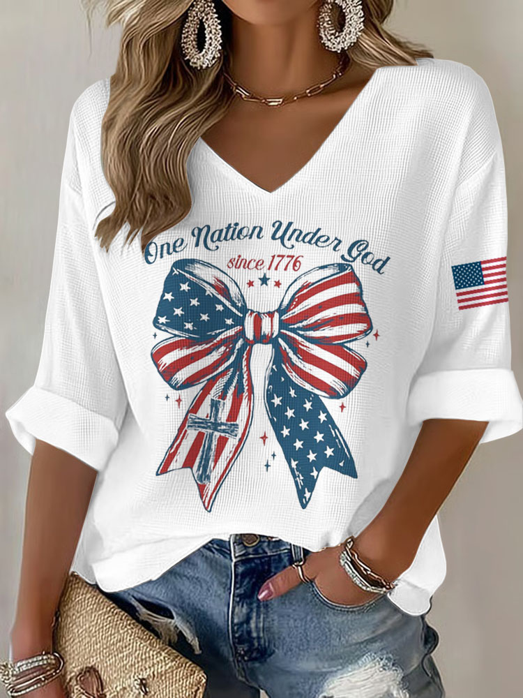 Women's casual Independence Day commemorative printed tie dye T-shirt, commemorating the 250th anniversary of the founding of the United States