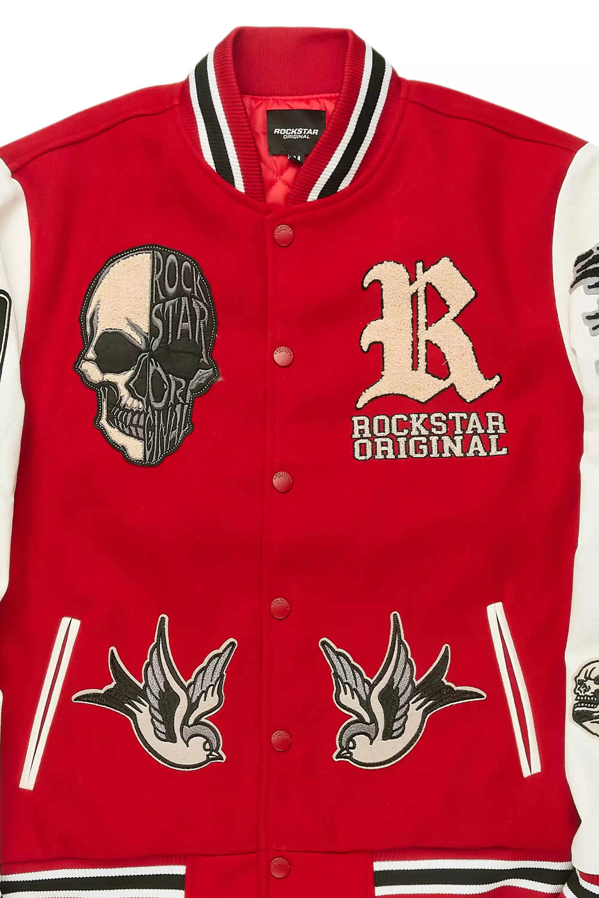 Nikkeda Red Oversized Varsity Jacket