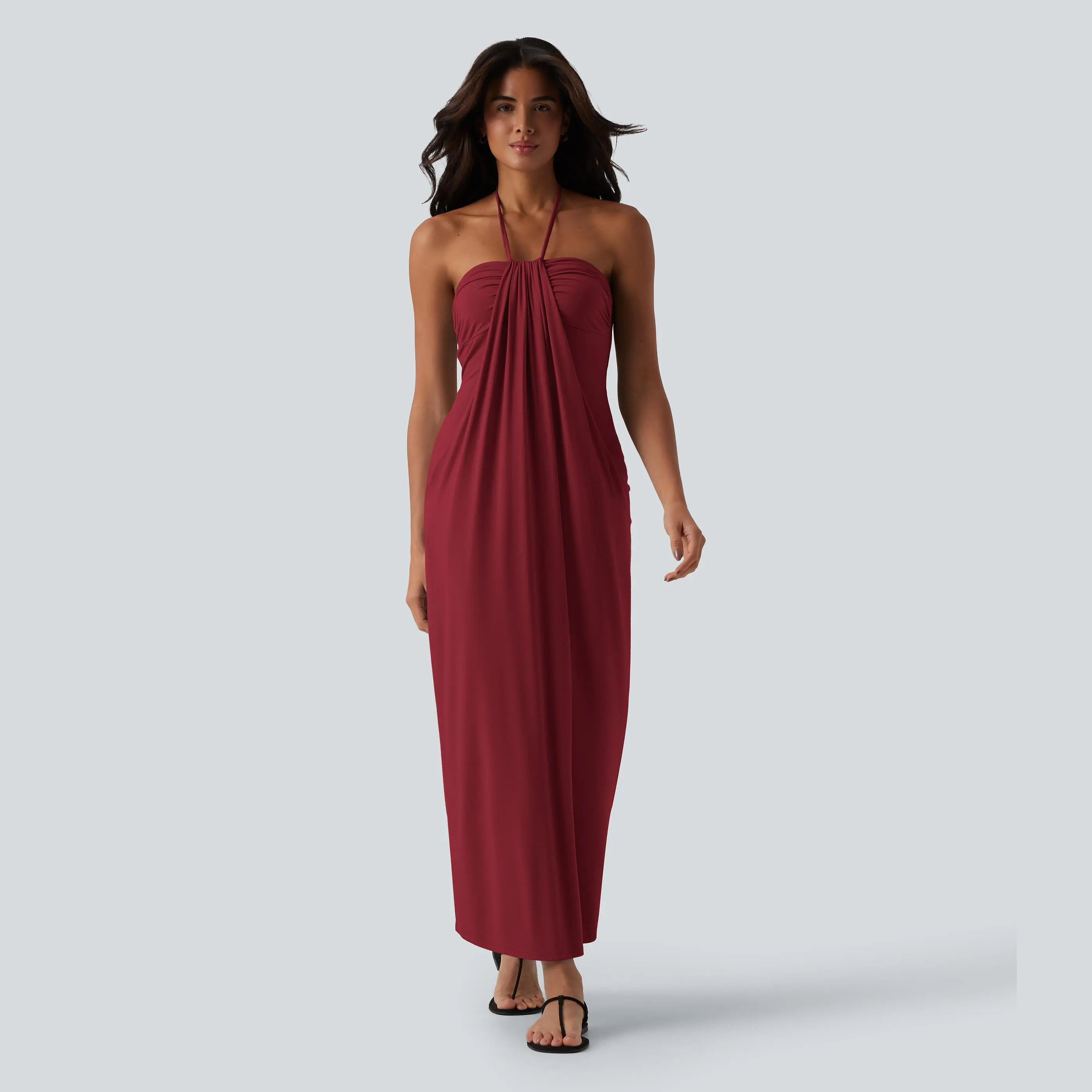 Women's Halter Tie Back Maxi Dress with Pockets – Cute Flowy Summer Dress for Beach, Vacation & Daily Wear