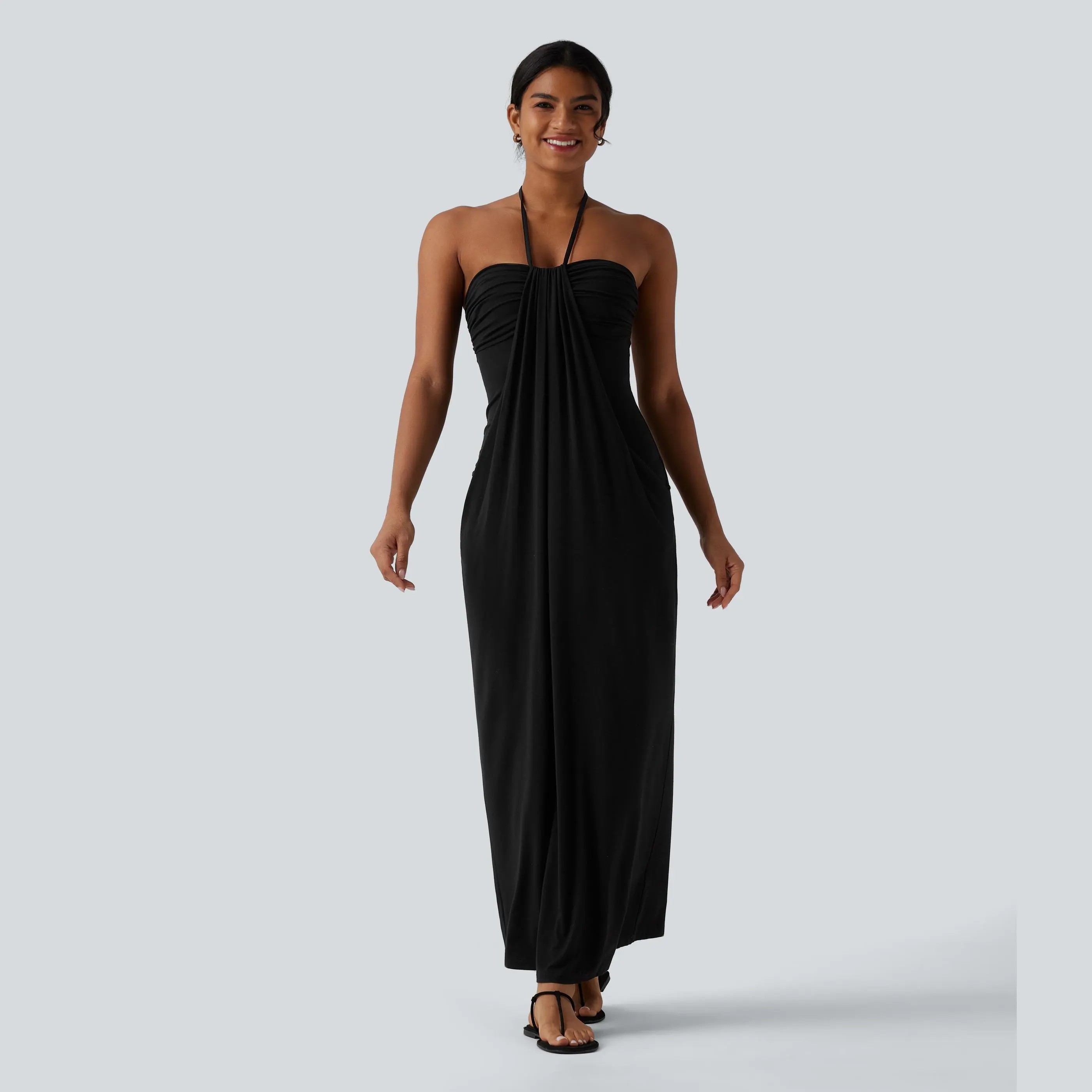 【Creator’s Pick】Halter Tie Back Maxi Dress with Pockets