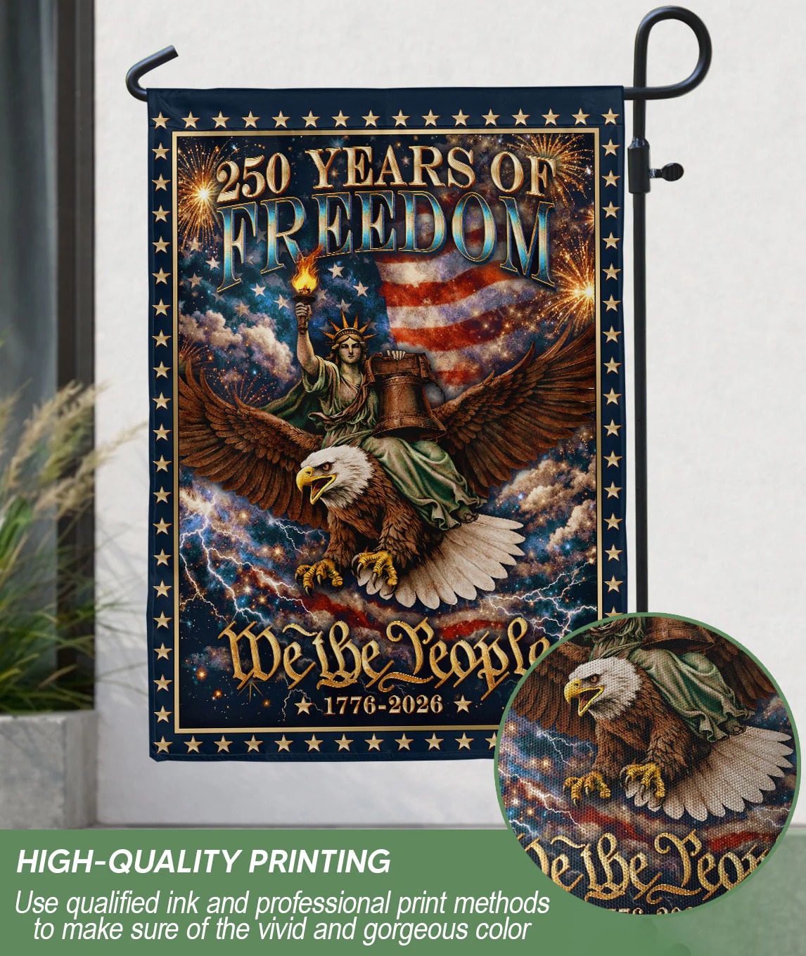 USA 250Th Anniversary 1776–2026 House Flag – We The People Statue