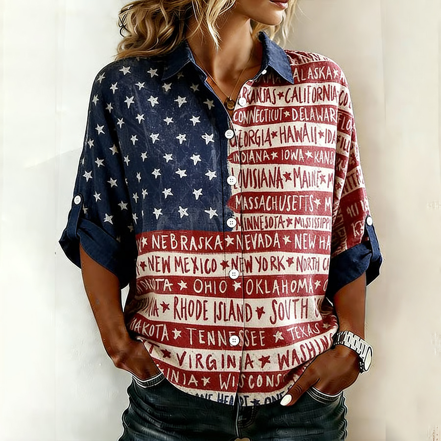 Women'S Floral Printed Long Sleeved Casual Shirt