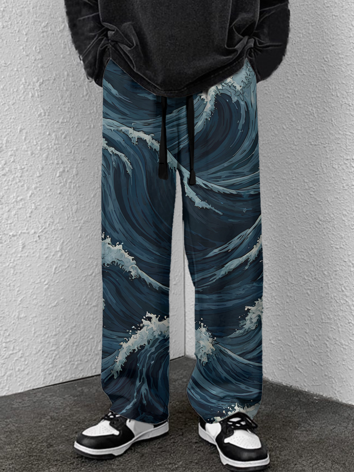 Men's Retro Ocean Japanese Art Print Casual Pants
