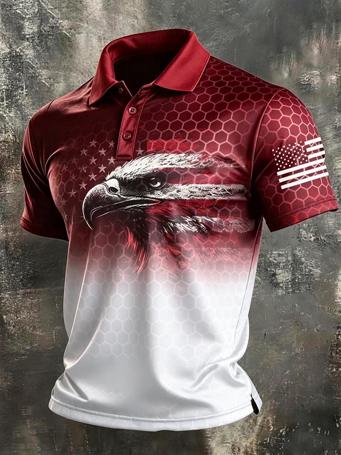 Men's 250th U.S. Independence Day Print Casual Short-Sleeve Polo Shirt