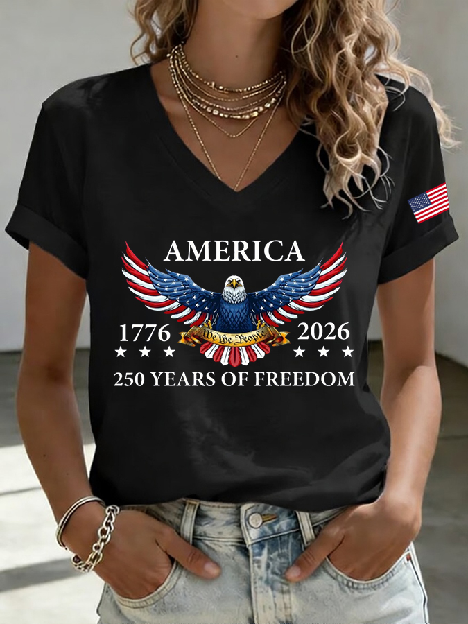 Women'S 250Th Anniversary Independence Day Printed T-Shirt