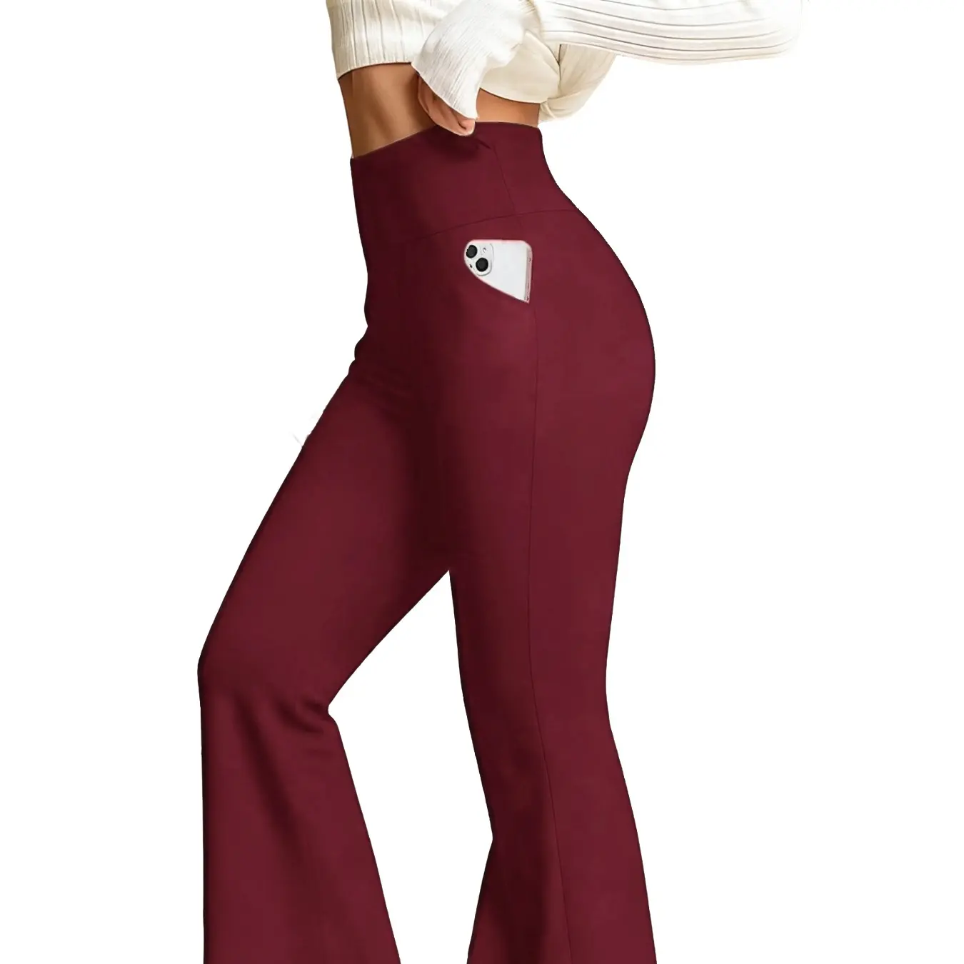Women's High-Waisted Stretchy Wide-Leg Pants