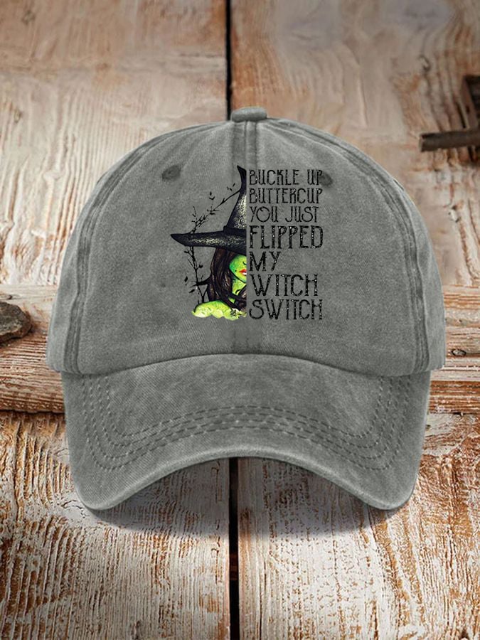Unisex Halloween Buckle Up Buttercup You Just Flipped My Witch Switch Print Hat