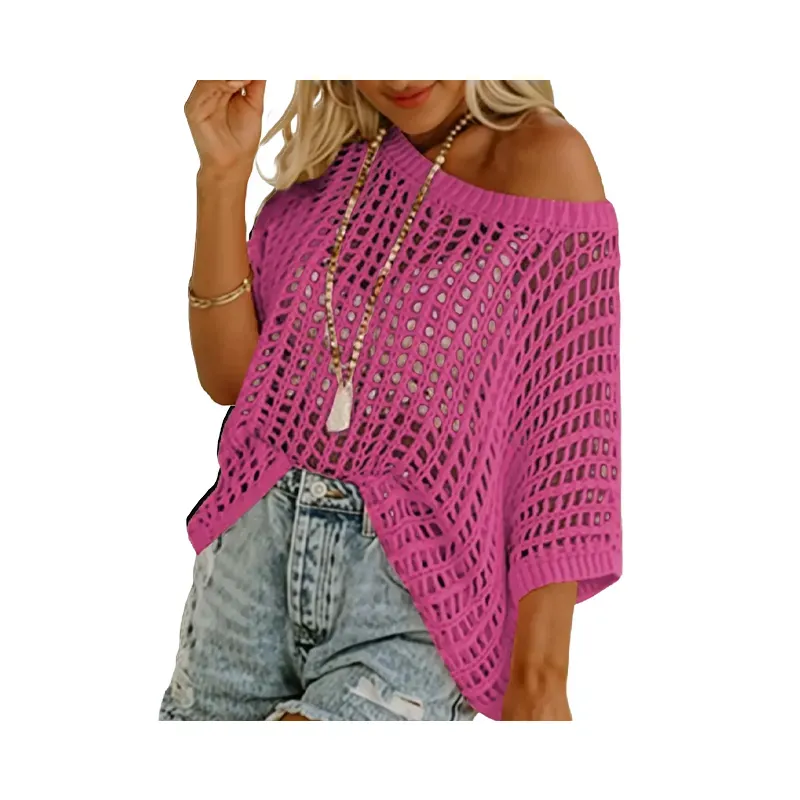 Women's Crochet Hollow-Out Beach Cover-Up & Casual Top