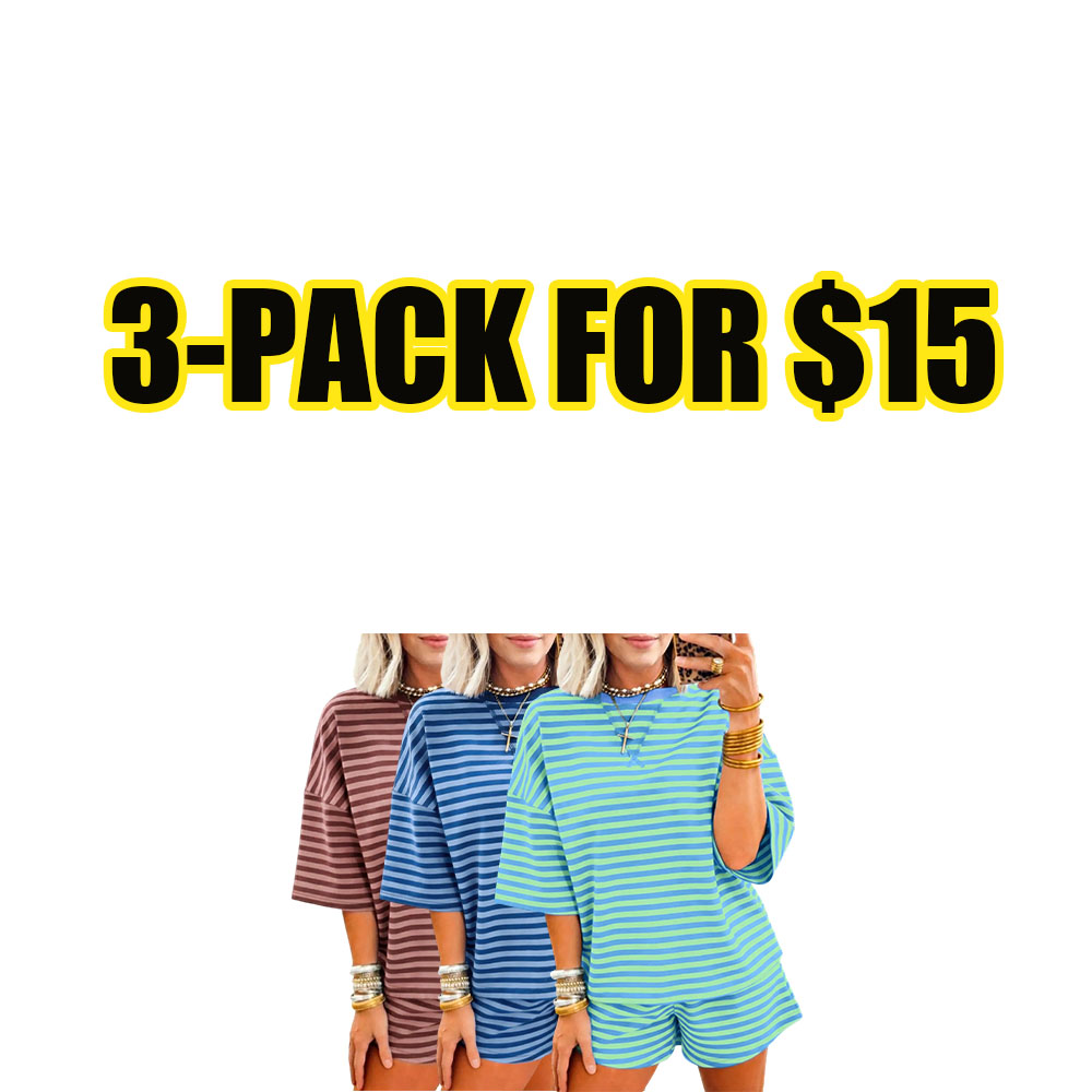 Women's Ribbed Stripe Short Set