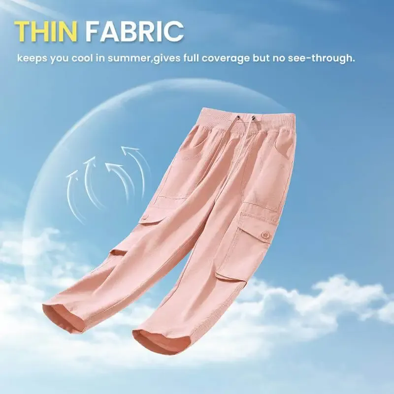 Women’s lightweight, quick-dry hiking capris with 6 pockets, loose fit, plus sizes available, ideal for outdoor trips, workouts, and casual wear, great for moms over 30.