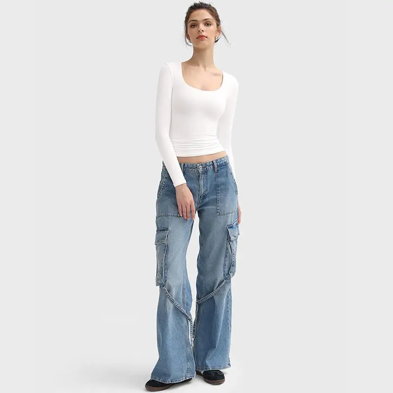 Womens Scoop Neck Long Sleeve Top - Smoke Cloud Collection