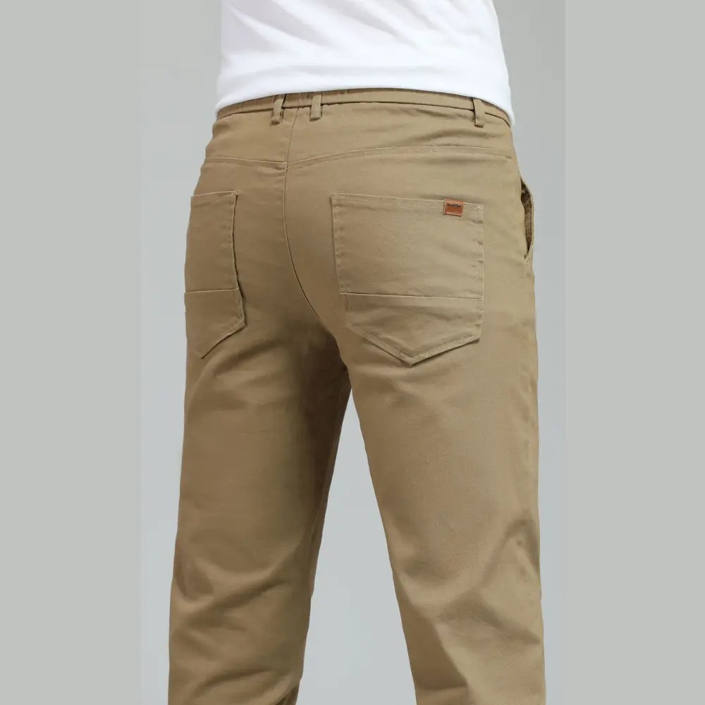 Men's Skinny Khaki Pants Tapered Casual Trousers Menswear