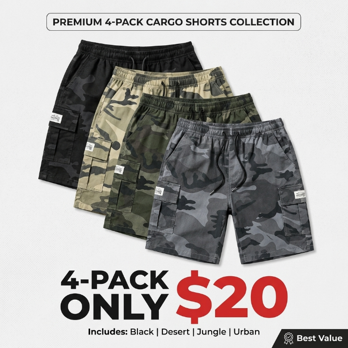 Men’s Camouflage Cargo-Style Shorts