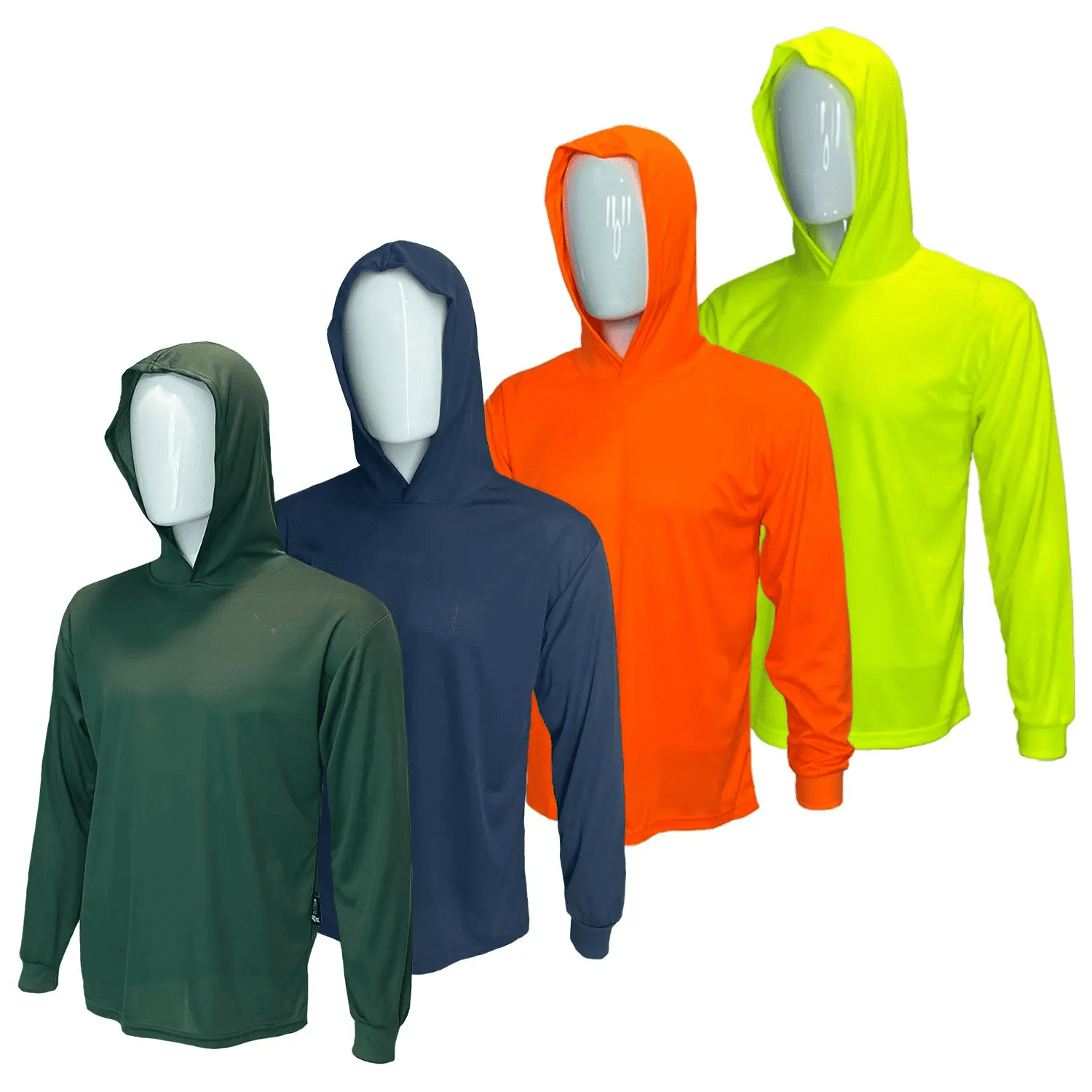 4 SHIRT PACK Hi Vis Long Sleeve Safety Shirt With Hoodie