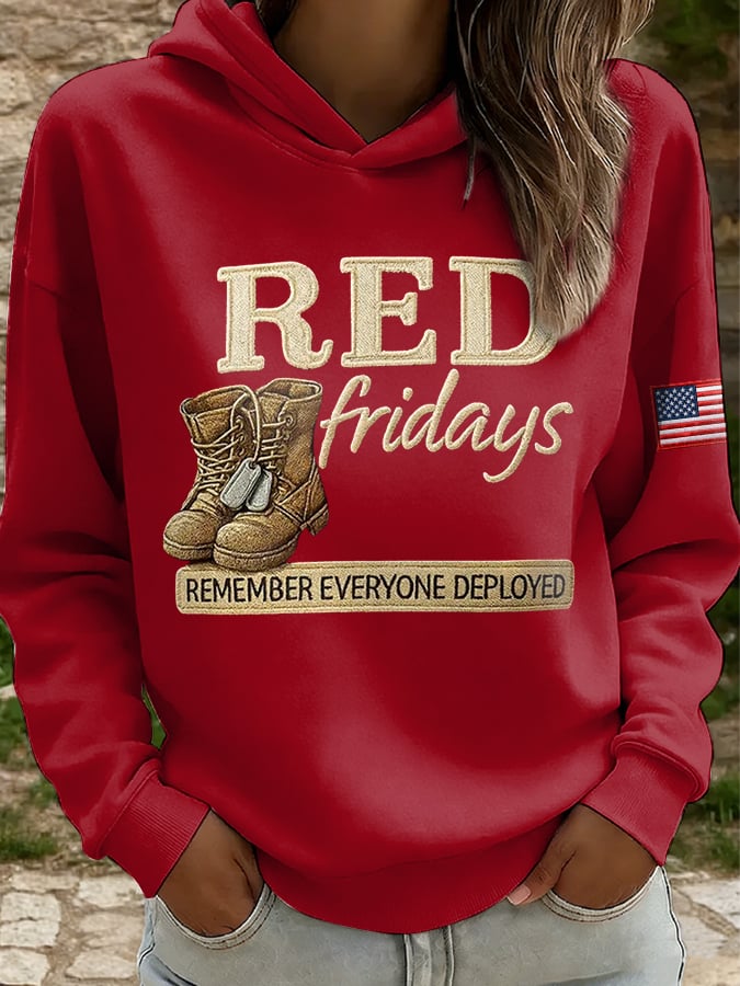 Women's Casual Red Friday Print Sweatshirt
