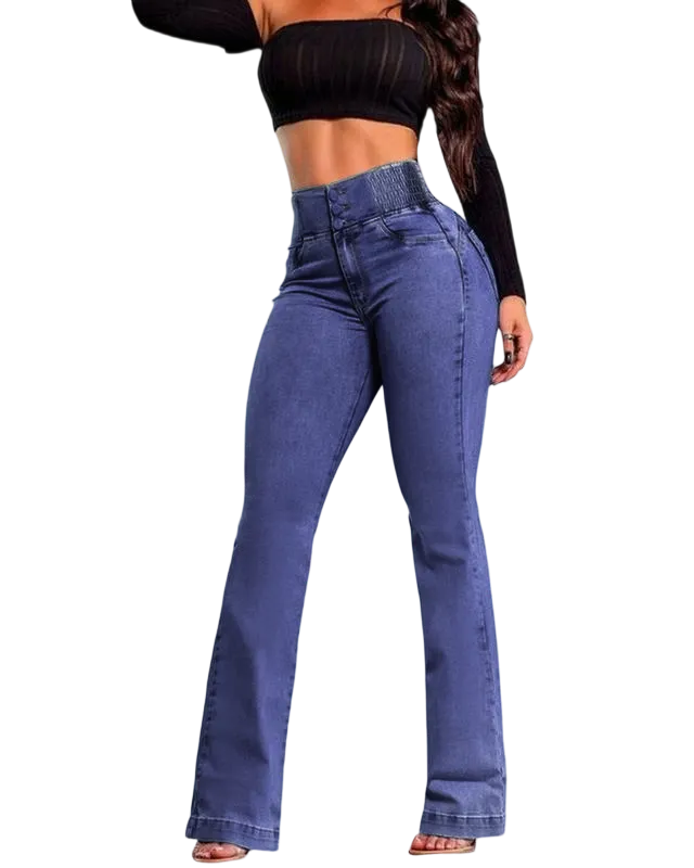 2025 Elastic Waist High Waist Stretch Tights Slightly Flared Hip Lift Denim
