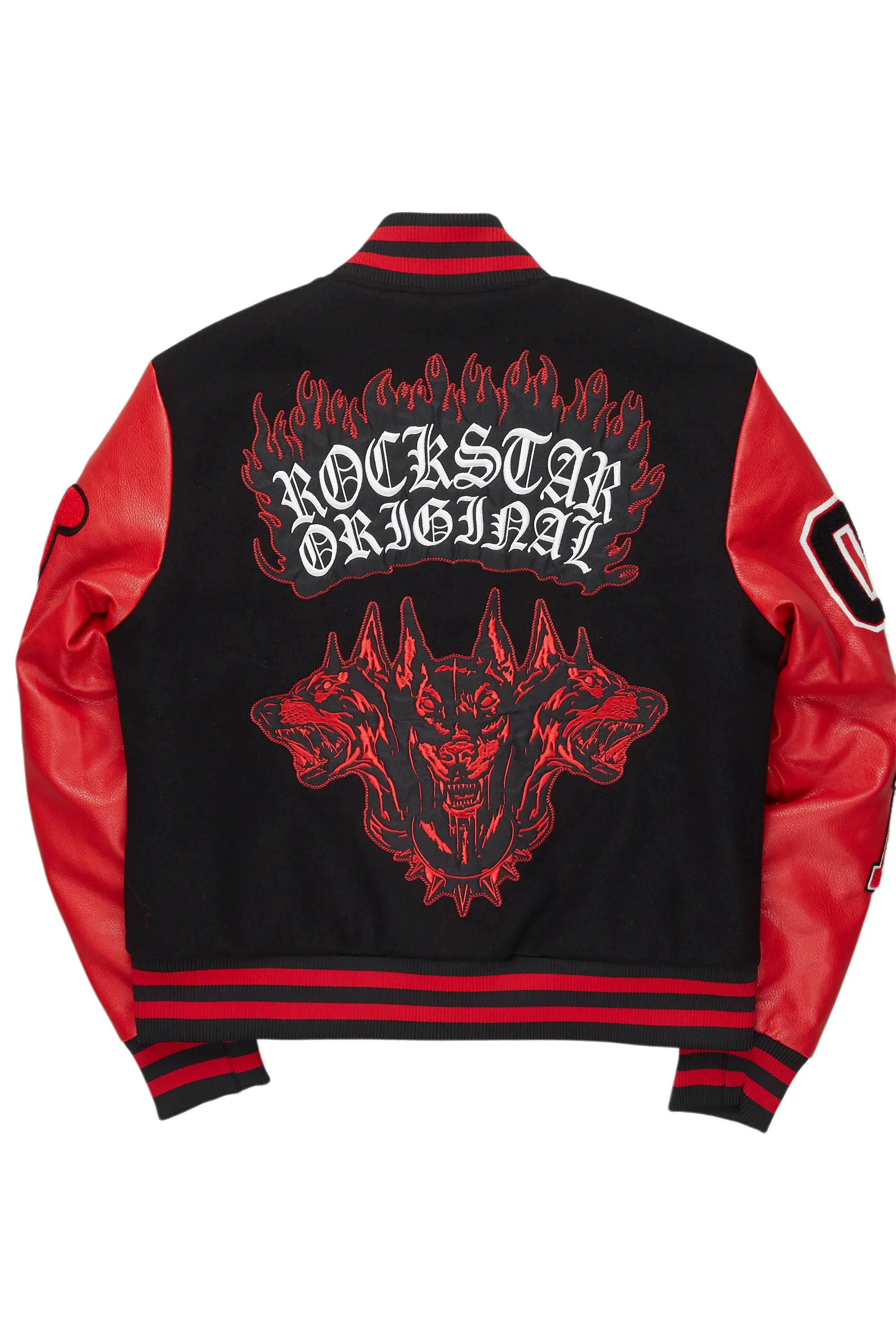 Leslee Black/Red Oversized Varsity Jacket