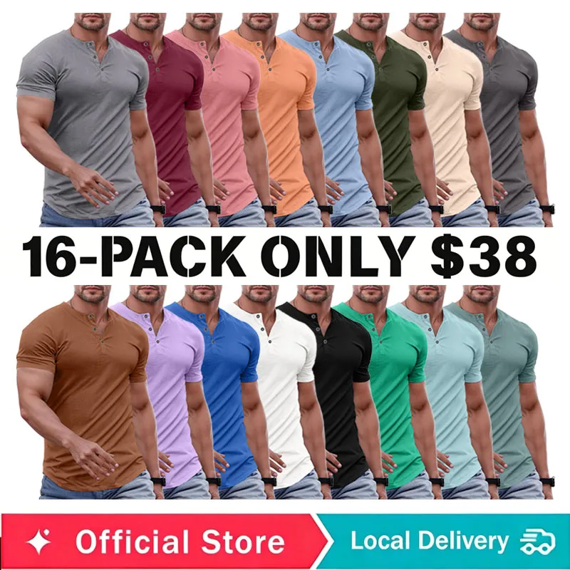 🔥2026 Flash Sale🔥Men's Muscle Slim Fit Button Henley Shirt