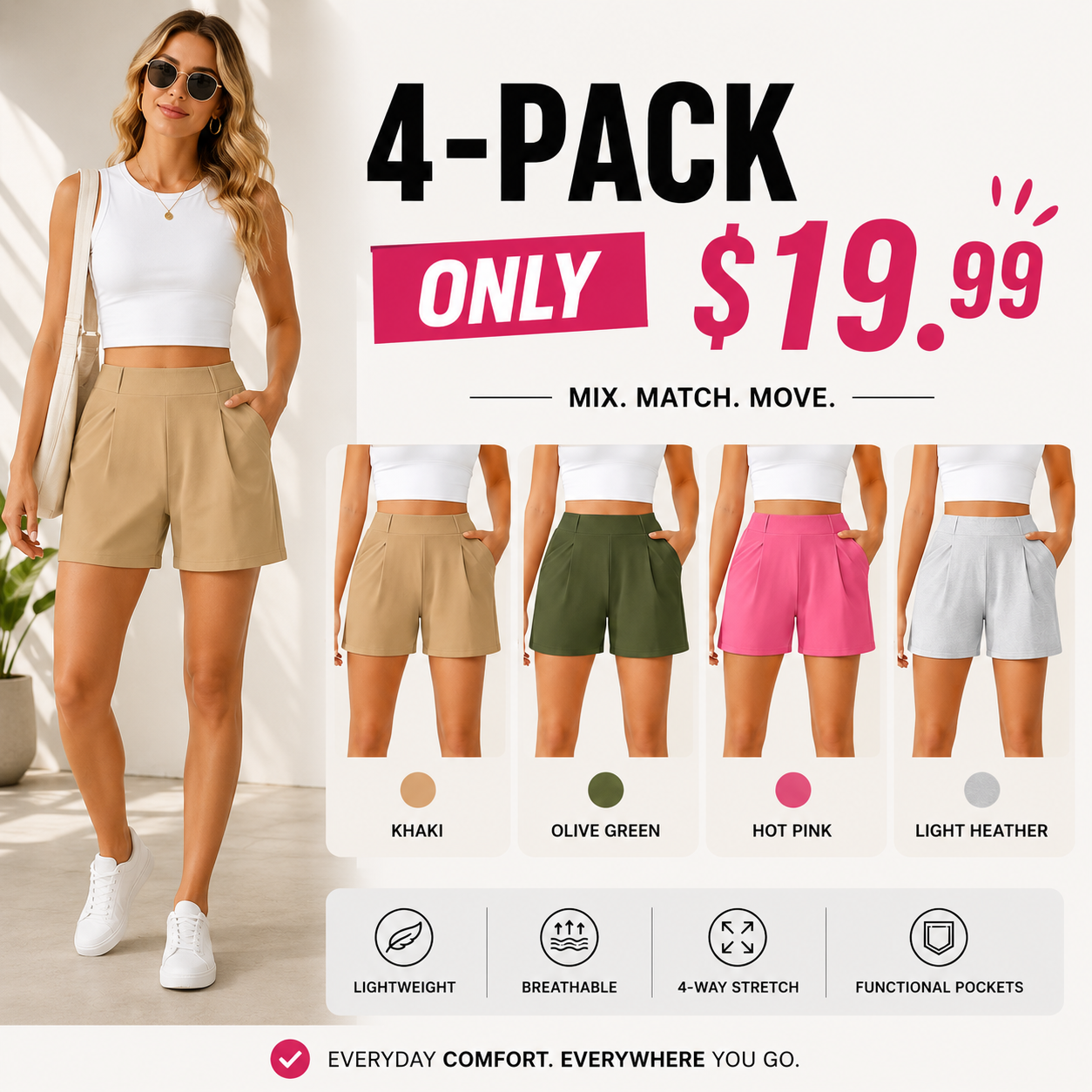 2026 New Women's Stylish High-Waisted Casual Summer Athletic Shorts