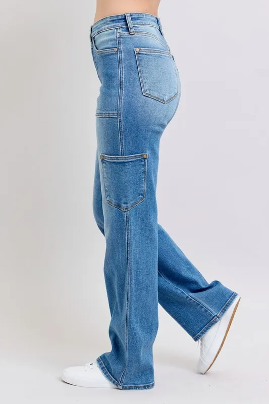 Blue Full Size High Waist 90's Straight Jeans Plus Size