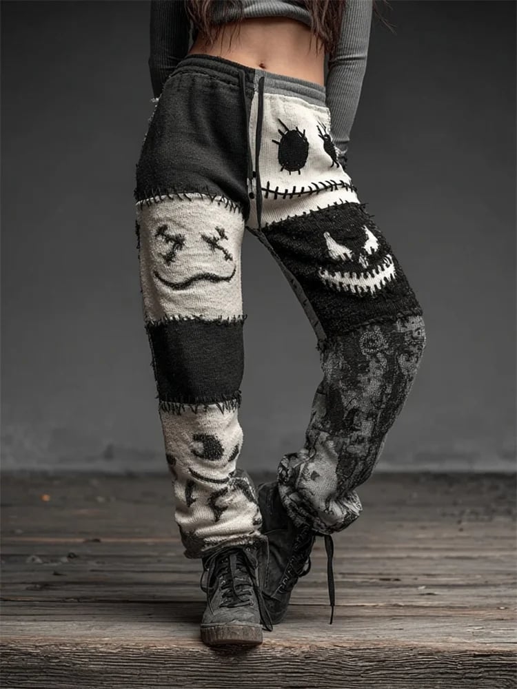 🔥HOT SALE🔥Women's Retro Casual Halloween Contrast Color Sweatpants