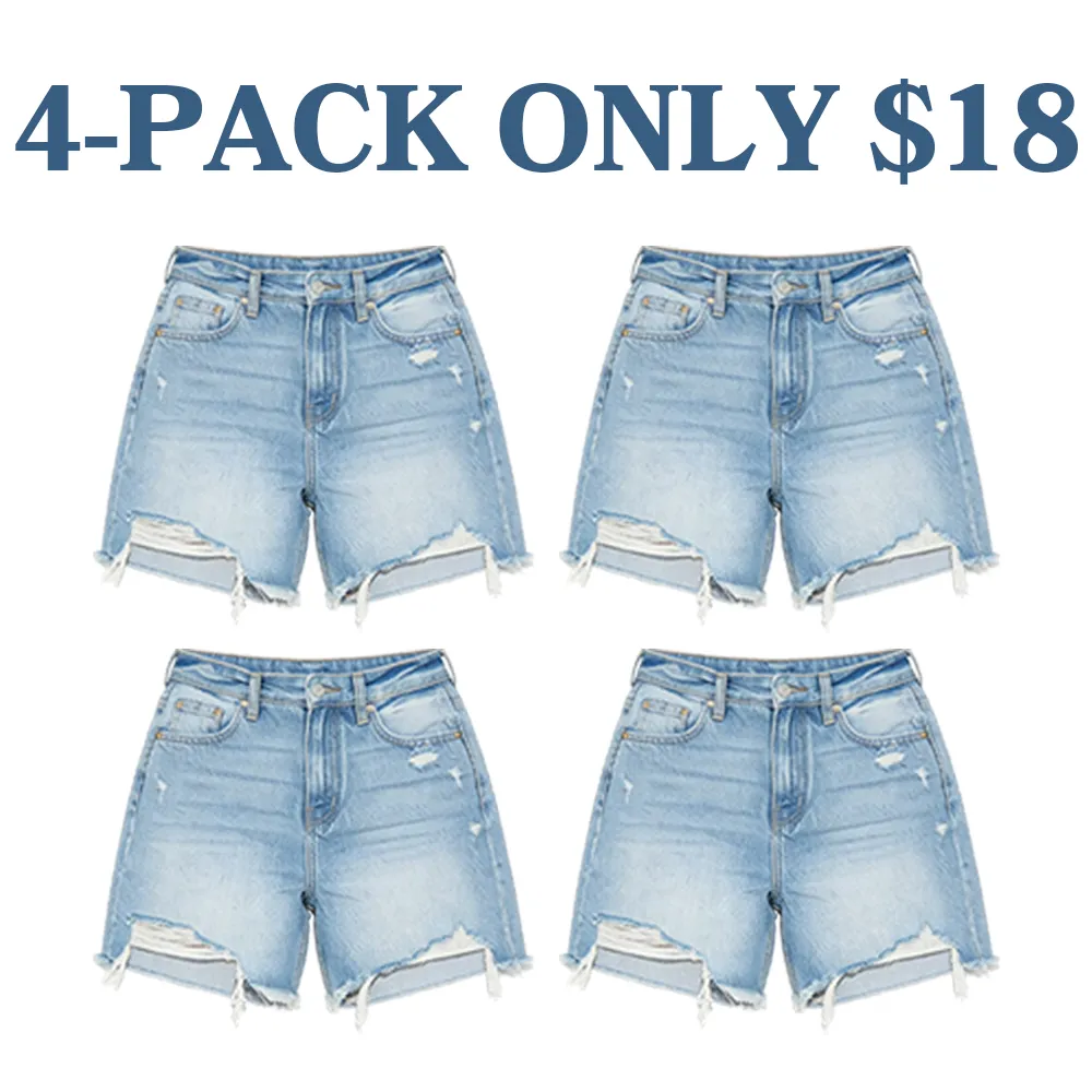 Women Ripped Denim Shorts