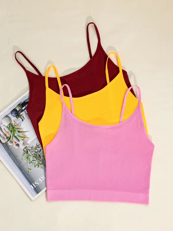 Women's Solid Wireless Bra, Stretchy Comfortable Breathable Bra