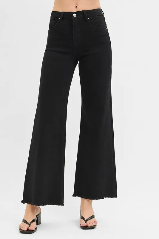 Full Size Tummy Control High Rise Wide Jeans Plus Size
