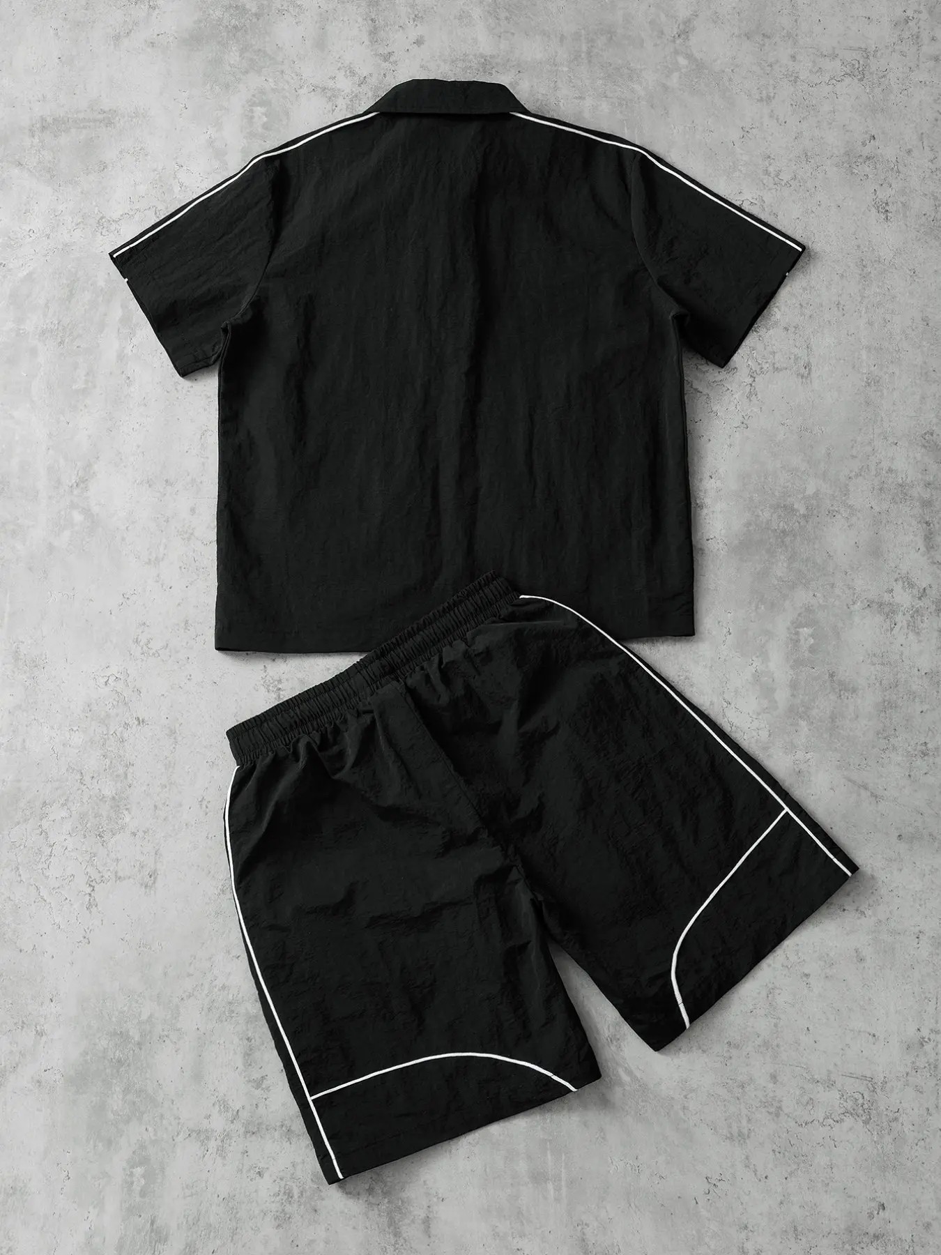 Stars Pattern Casual Set Short Sleeve Zipper Shirt + Gym Shorts Two-Piece Set