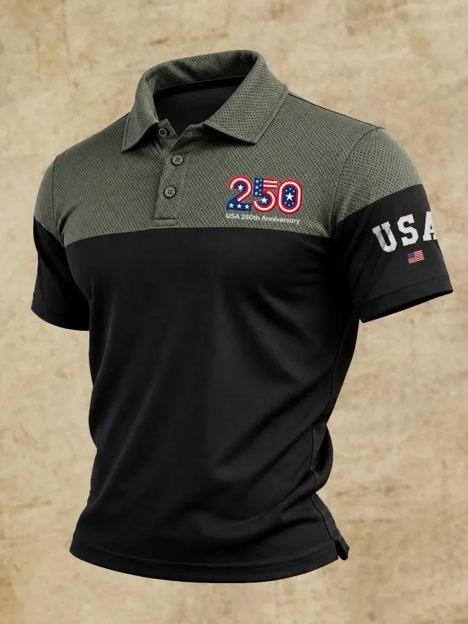 Men's American Flag 250Th Anniversary Print Polo Shirt