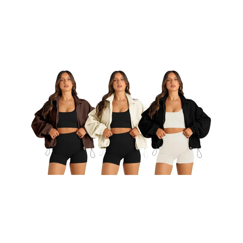 Women's Stand Collar Jacket Long Sleeve Sweatshirt Women's Fall Jacket
