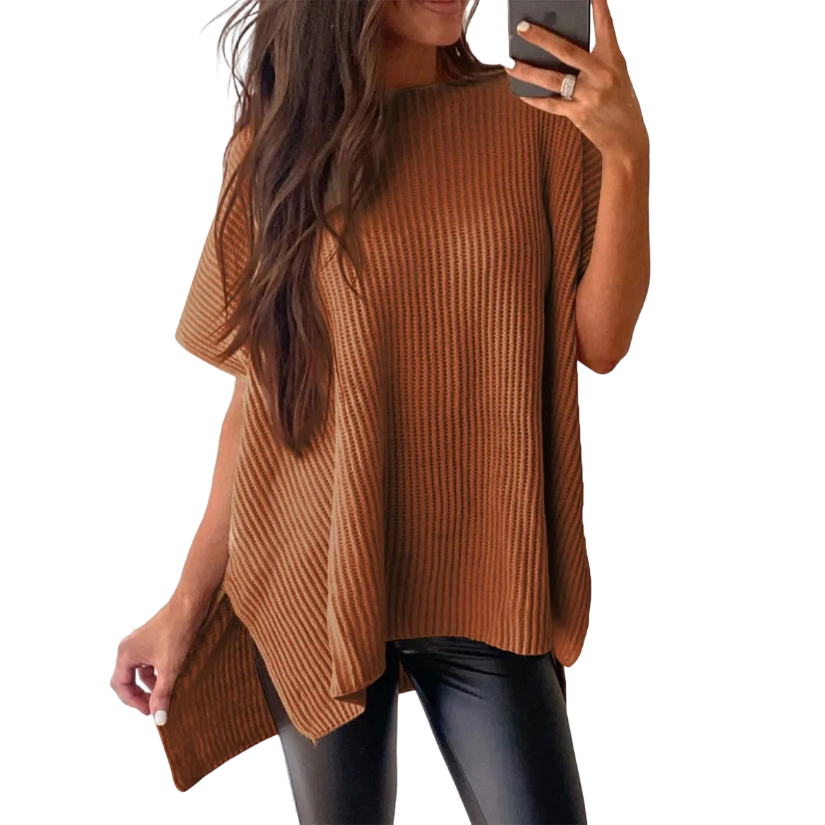 Women’s Crew Neck Short Sleeve Pullover 2026 Spring/Summer Oversized Cozy Ribbed Knit Top