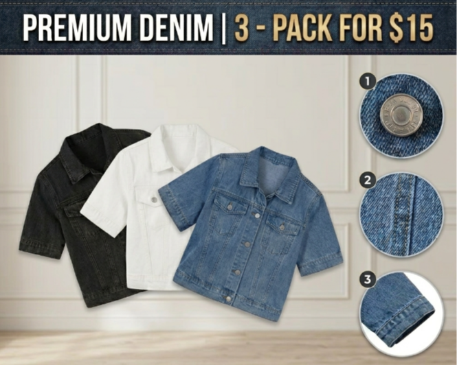 Casual Short Sleeve Denim Jacket – Lightweight Summer Button-Up Outerwear
