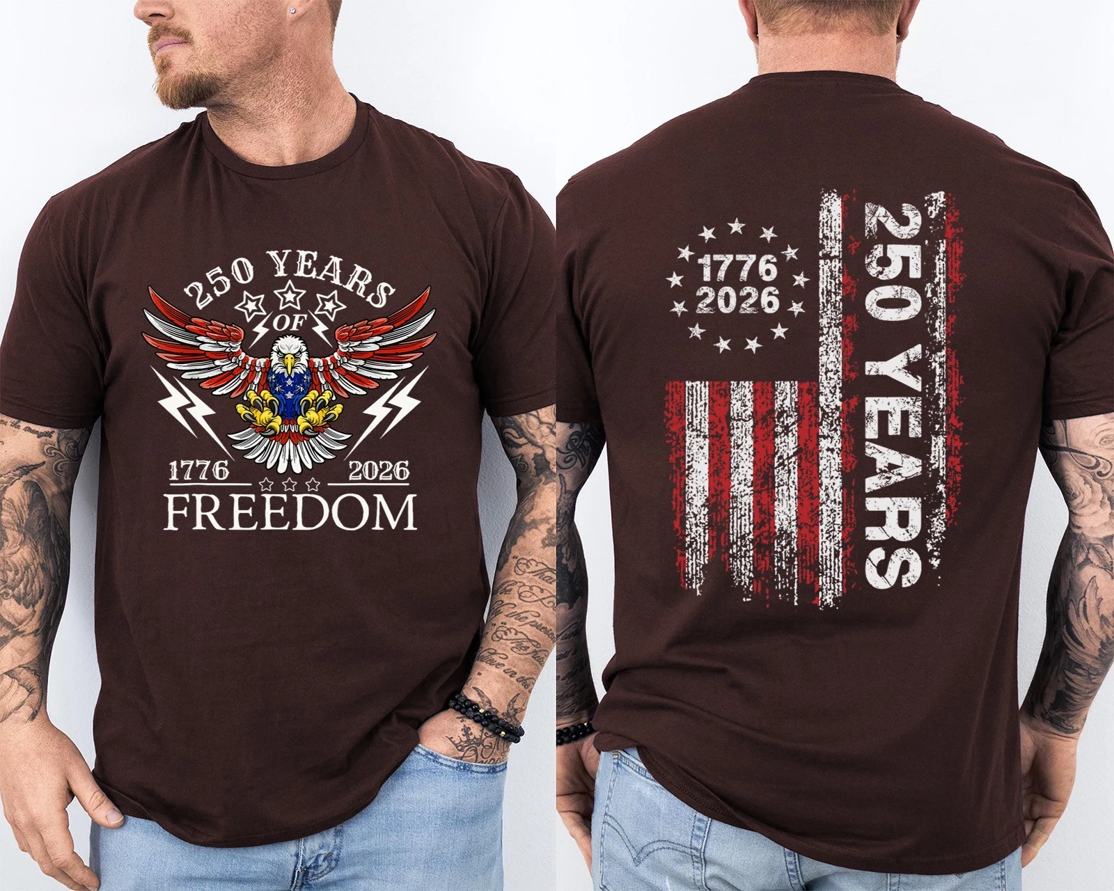 Men'S Casual American 1776-2026 Anniversary Printed Short Sleeved T-Shirt