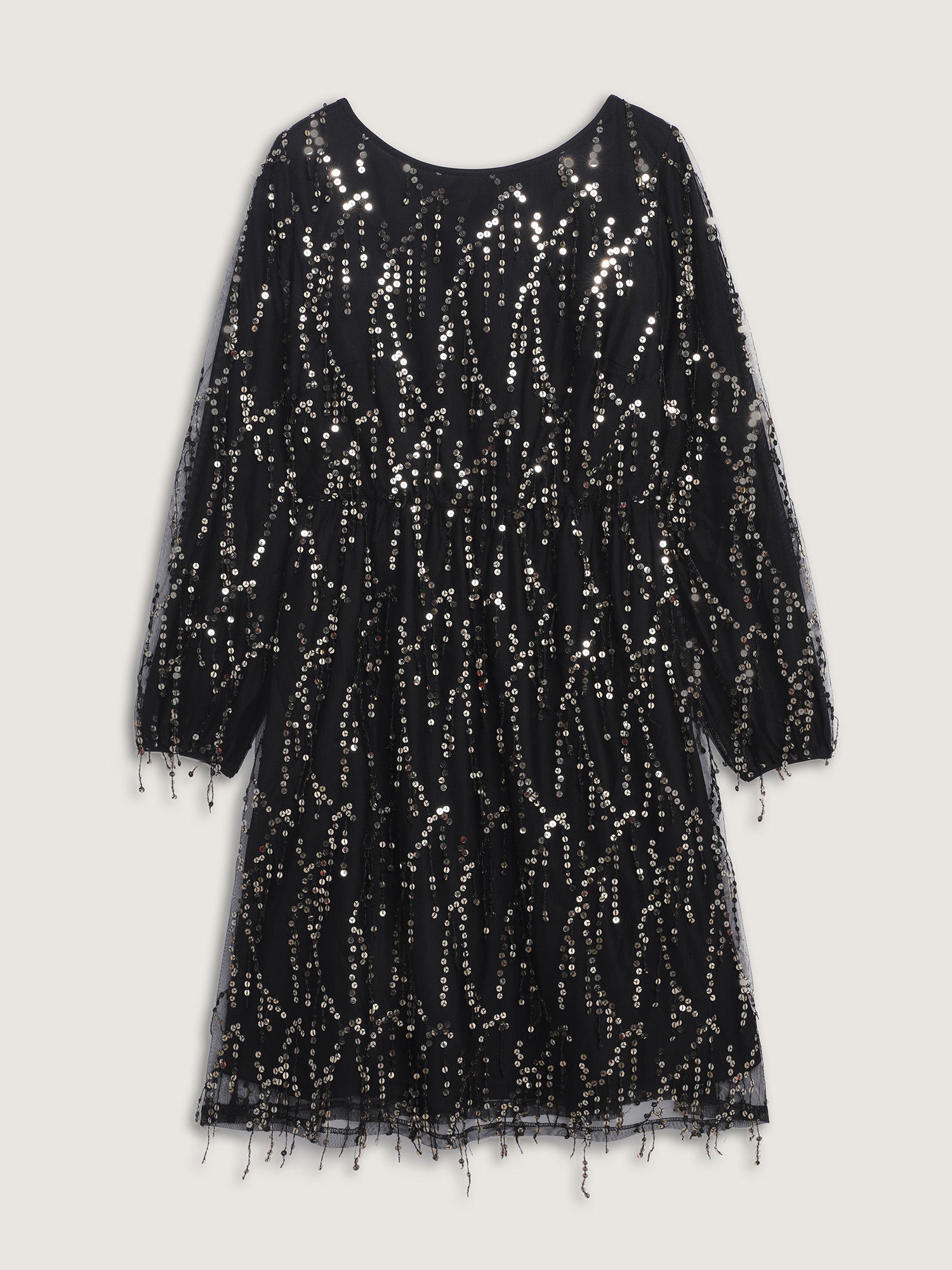 Back Bow Tie Fringe Sequin Mini Dress