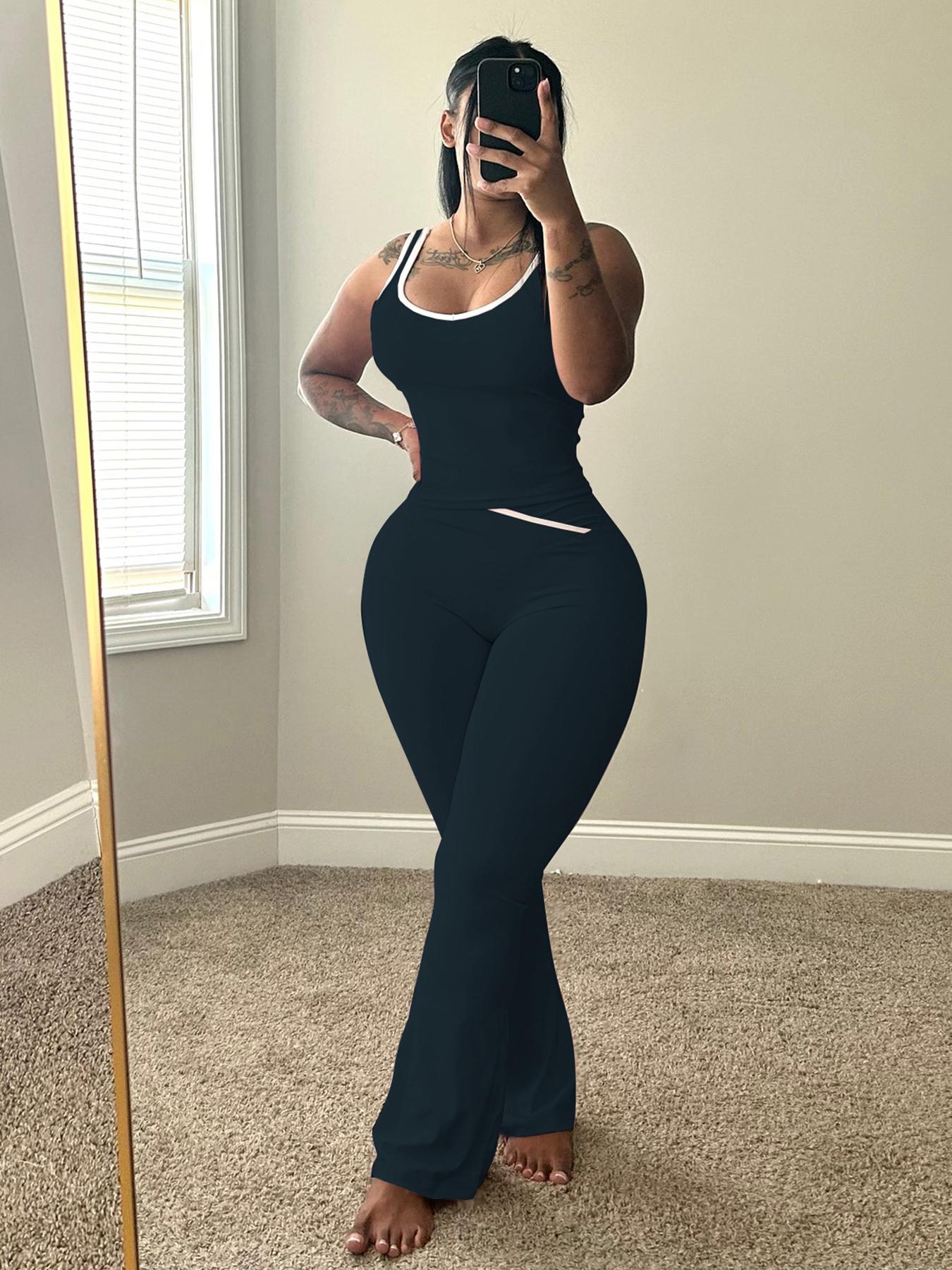 Summer strapless vest-style backless casual two-piece set including flared pants