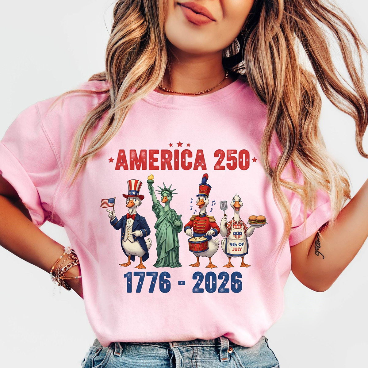 Women's Casual Multi-Color American 250 Printed T-Shirt