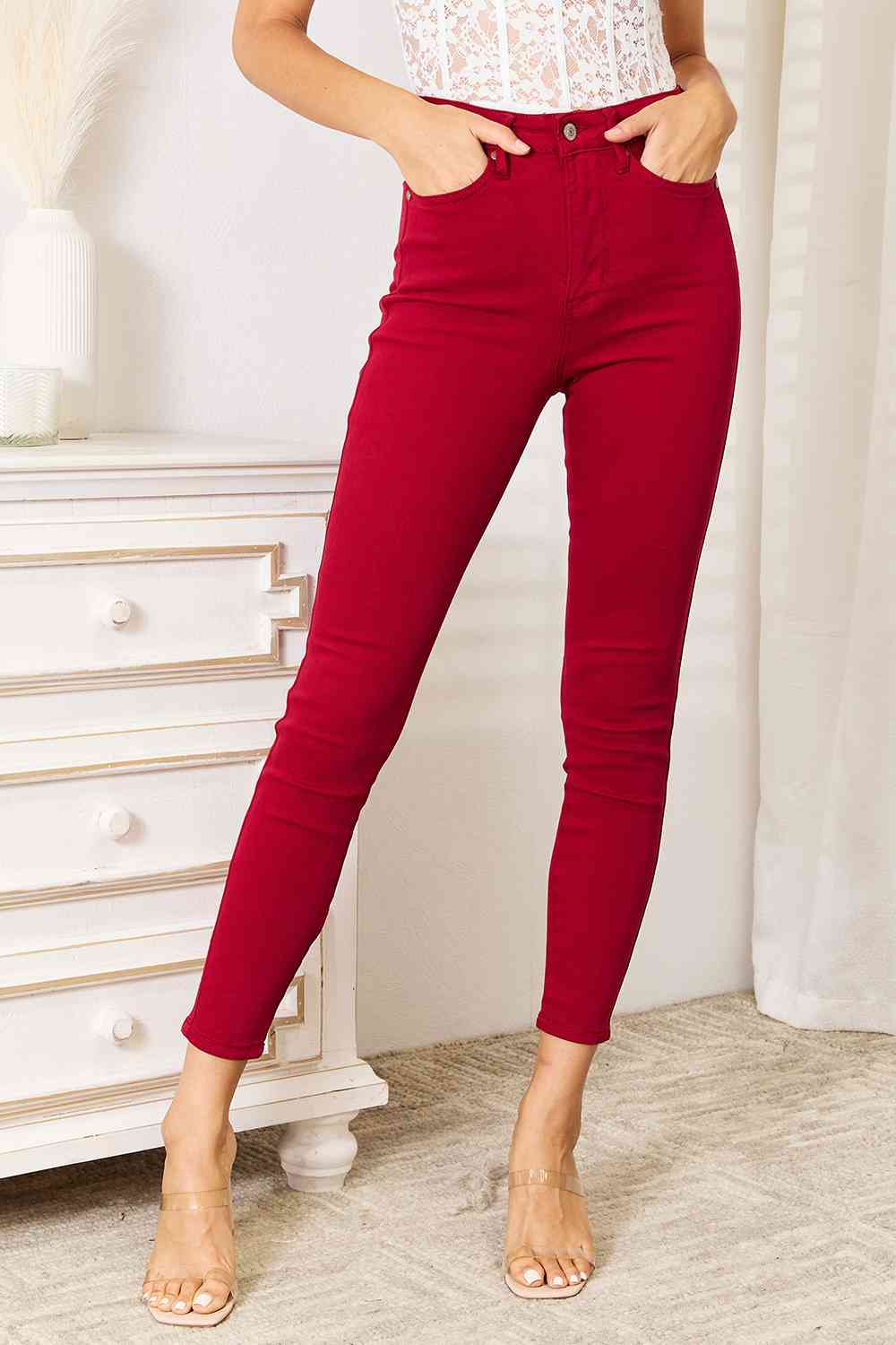 Blue Full Size High Waist Tummy Control Skinny Jeans