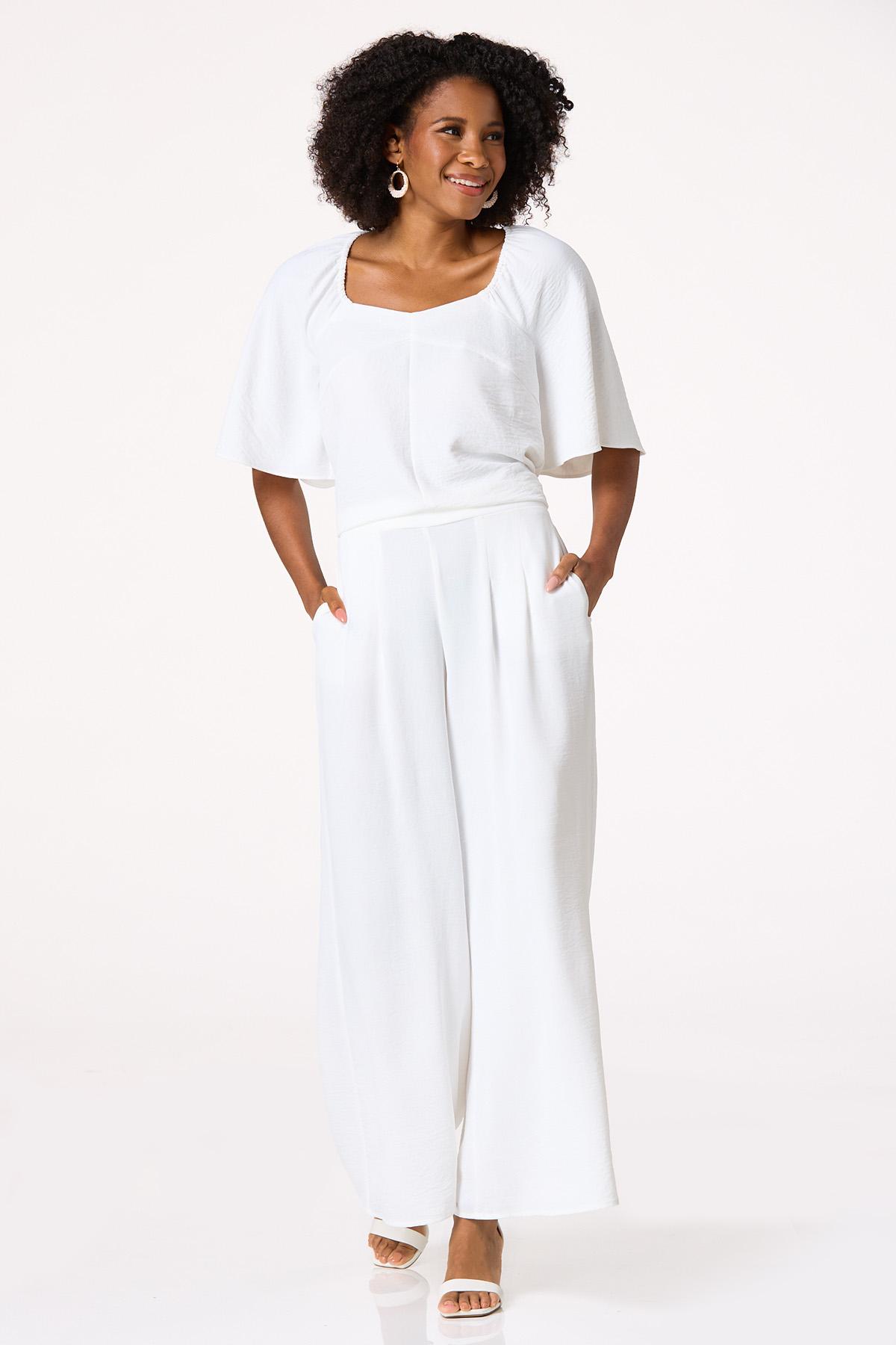 White Flowy Pants