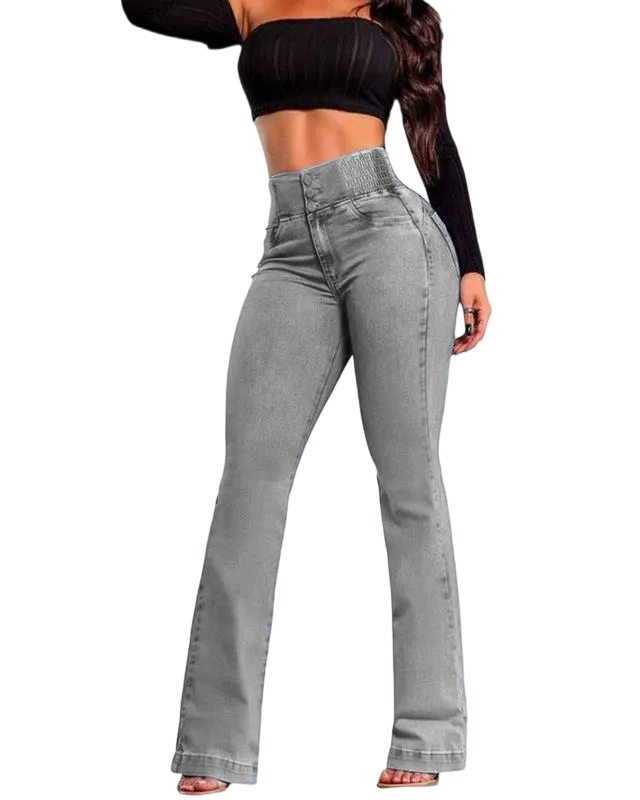2025 Elastic Waist High Waist Stretch Tights Slightly Flared Hip Lift Denim
