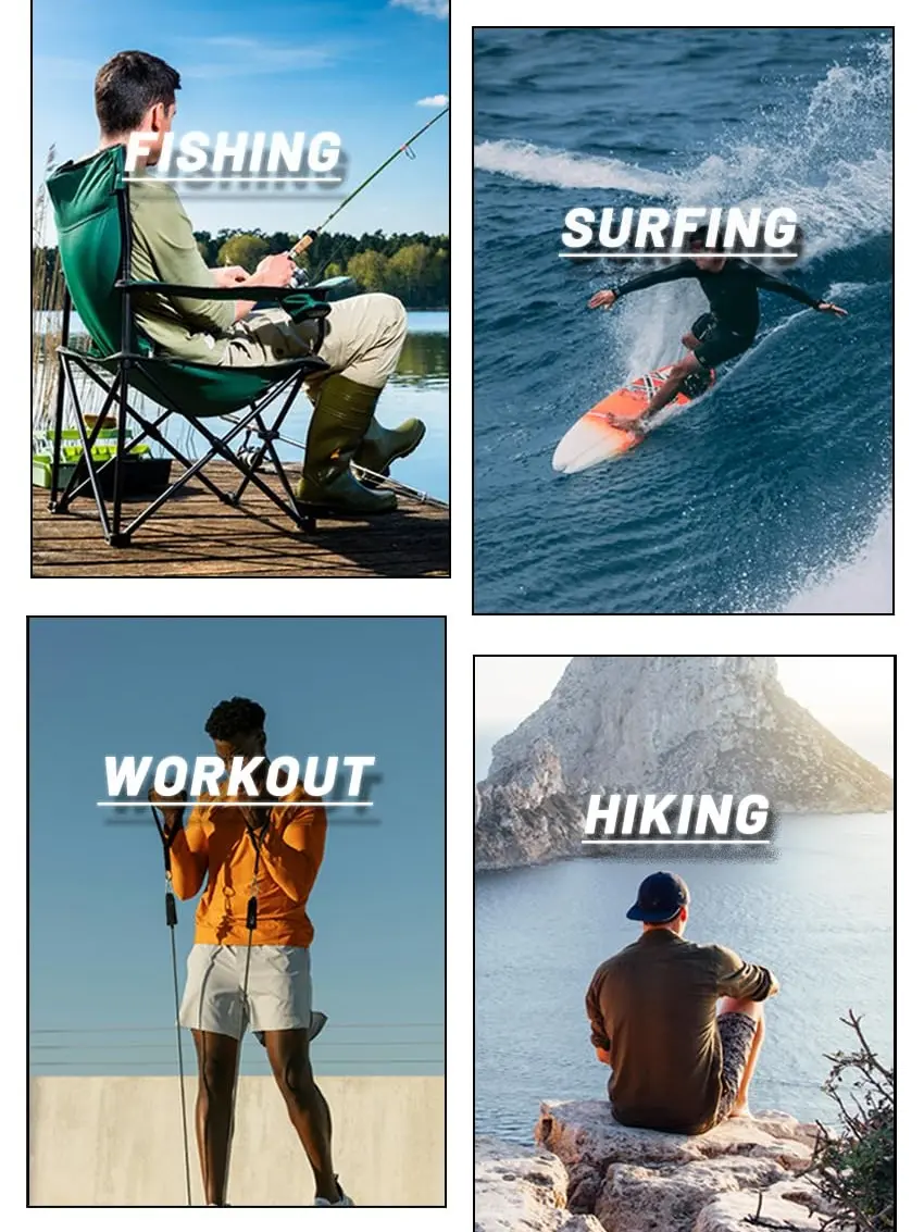Men's UPF 50+ Long Sleeves Shirts Quick Dry Lightweight Summer Sportswear Tops