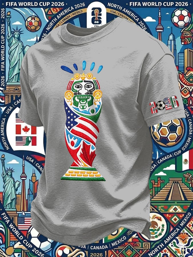 Men's Retro 2026 Soccer Mexico United States Canada Print T-Shirt