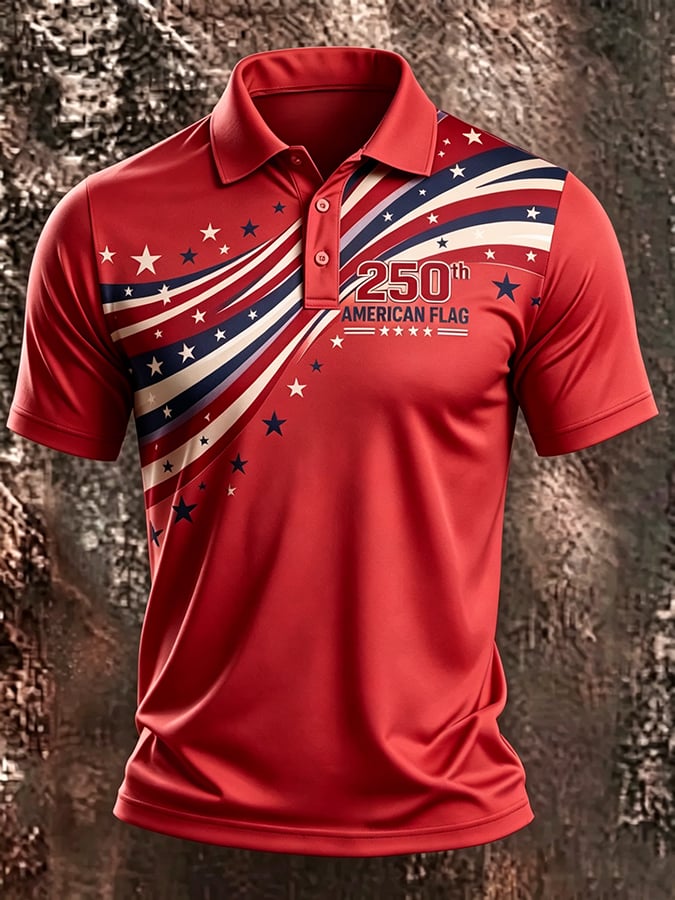 Men's USA 1776-2026 Freedom Printed Polo Shirt
