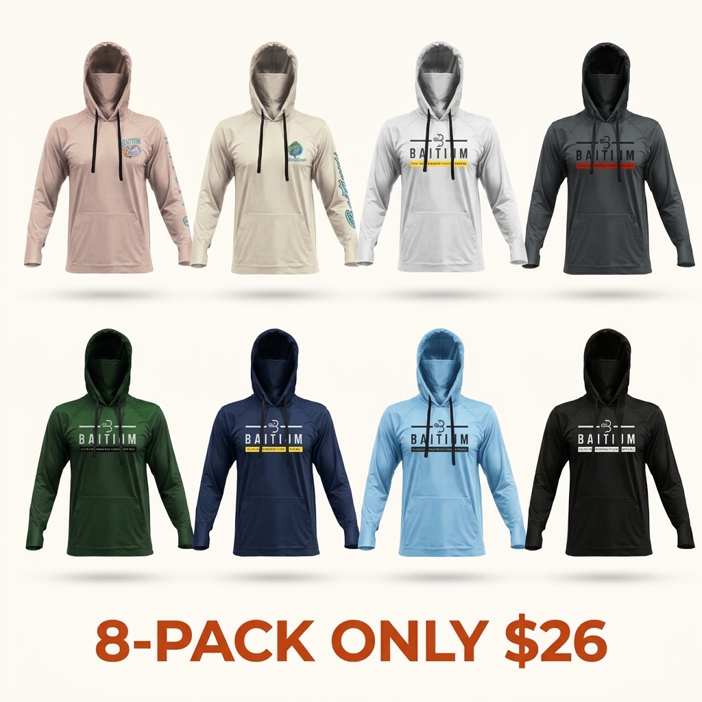 Fishing & Construction Shirt — UPF 50 Sun Protection Long-Sleeve Hoodie (With Built-in Neck Gaiter)