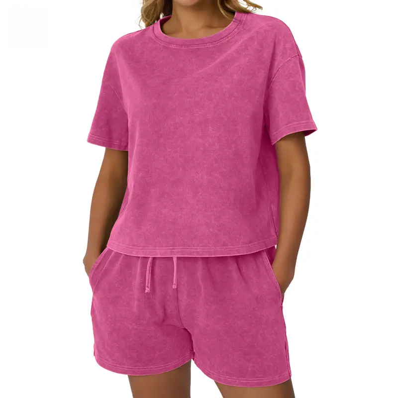 AUTOMET Y2K Fade Craft Casual Acid Wash 2-Piece Outfit | Women's Tank Top & Shorts Set | Spring Comfort Fit | No Bleach/Detergent Needed SpringStatements