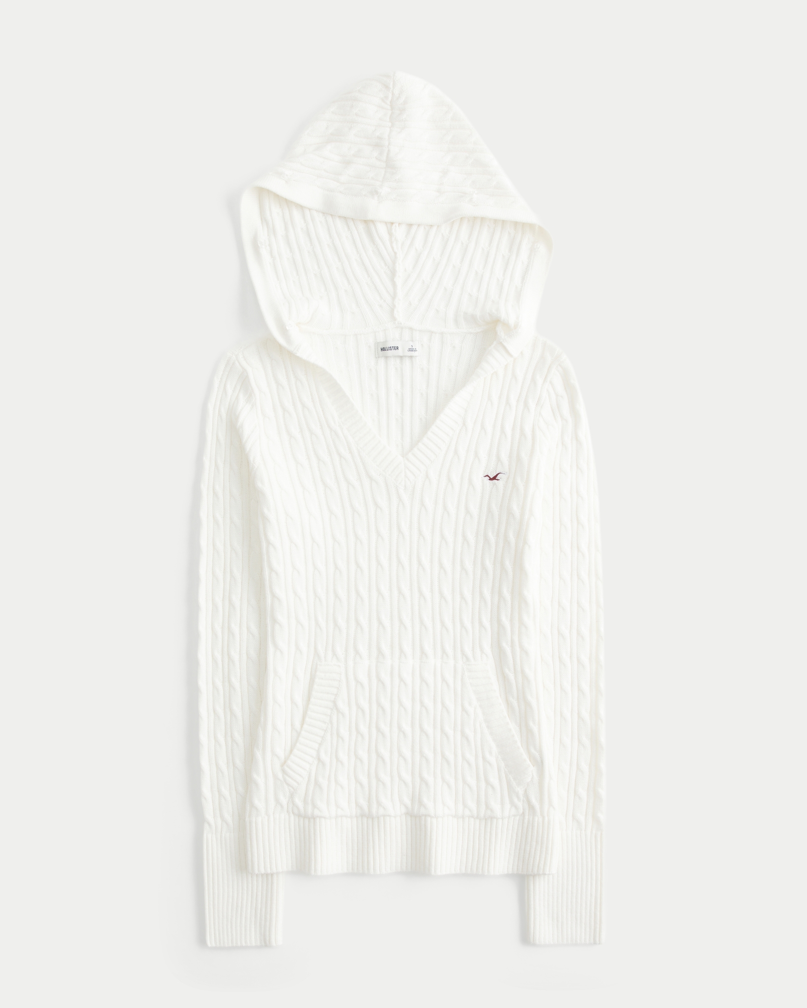 Faux Fur Trim Hooded Cable-Knit Sweater